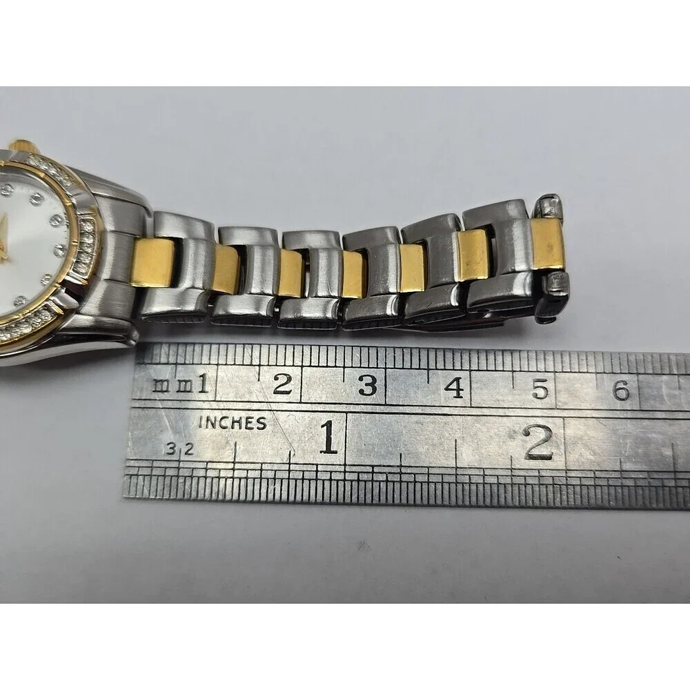 Caravelle by Bulova Gold Silver Two Tone Crystal Petite Dress Watch New Battery